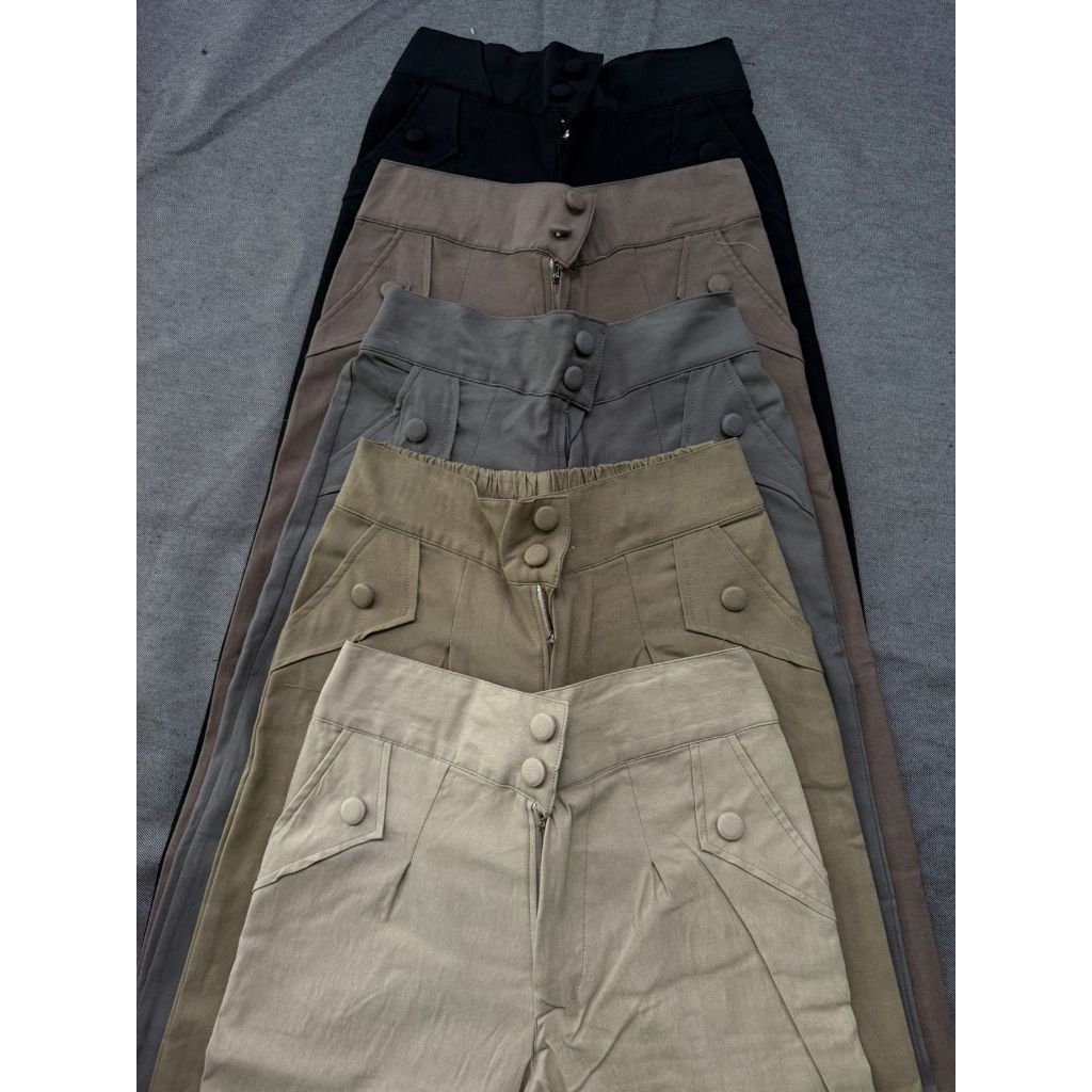 Kulot Wanita Highwaist Celana Cargo Bengaline Kulot Bengaline Muat Bb 30-65kg Ootd Kekinian Viral