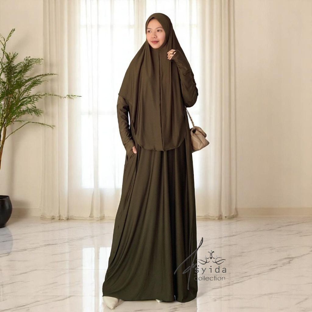 HOT SALE ABAYA GAMIS SET KHIMAR SYAR'I HAJI DAN UMRAH MECCA ABAYA SET HIJAB SYAR'I TERBARU BUSUI