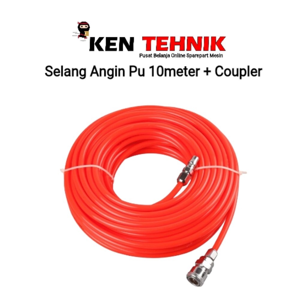 Selang Angin Pu Kompresor 10meter 1set Coupler  / Selang Angin Recoil 10meter