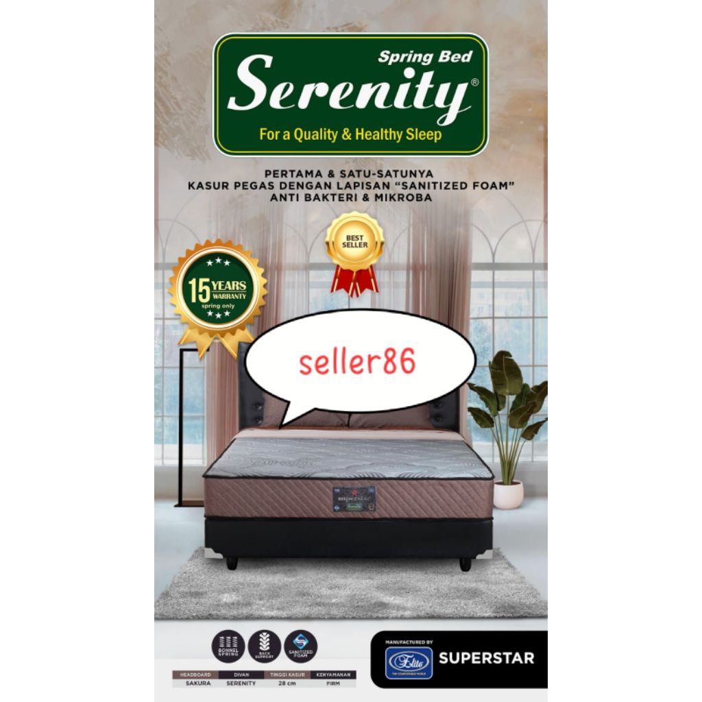 KASUR SPRINGBED ELITE SERENITY SUPERIOR BERBAGAI UKURAN BANDUNG / DIVAN Dan SANDARAN ELITE