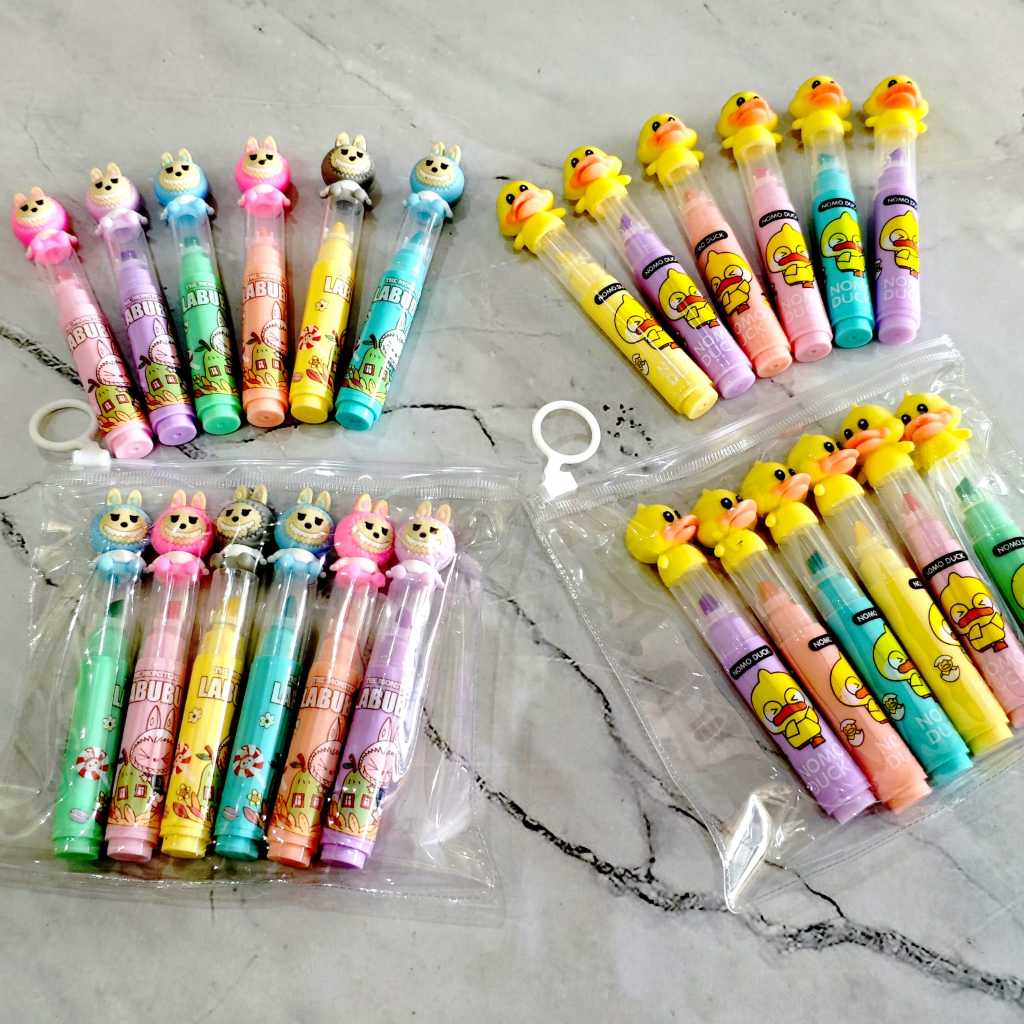 

SATU SET ( 6 WARNA ) Highlighter Stabilo Pastel Karakter Animasi Lucu