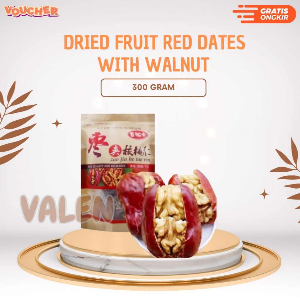 

Dried Fruit Red Dates With Walnut 300gr/ Kurma Merah Dengan Kacang Walnut