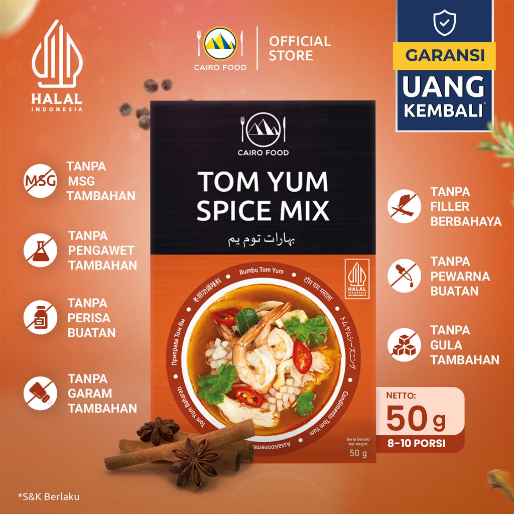 

Bumbu Tom Yum Sehat – Tanpa MSG, 100% Rempah Murni | Cairo Food