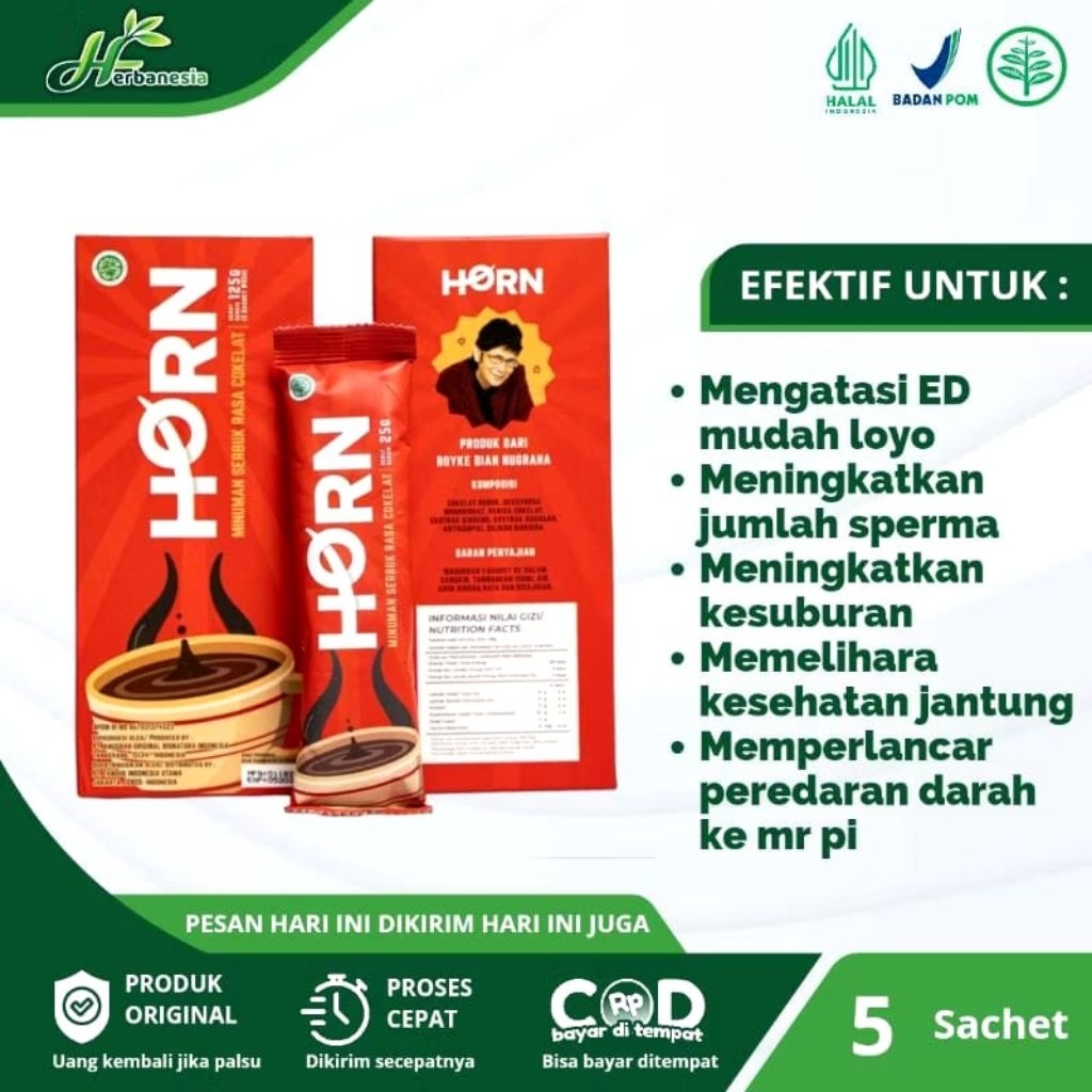 

Horn Cokelat By Dr. Boyke Minuman Coklat Meningkatkan Stamina Pria 1 Box Isi 5 Sachet sedia Kopi Coffee - Moncer Coffee Original - Wish Selangit dr Boyke