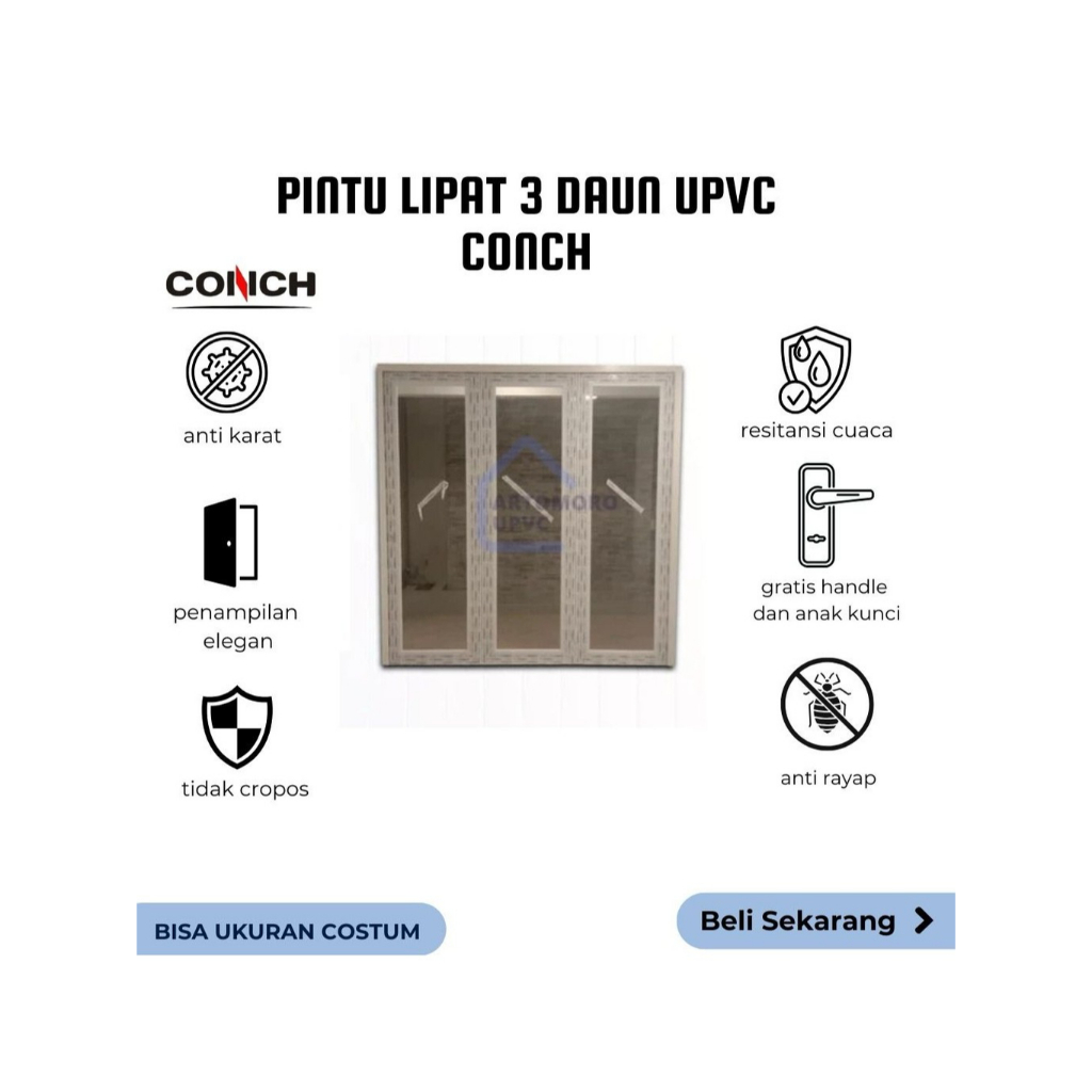 Pintu Lipat 3 Daun UPVC Conch