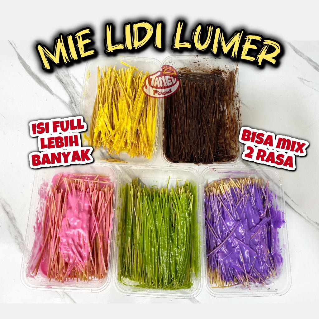 

Mie Lidi Lumer Box TANEV FOOD Isi Lebih Banyak dan Penuh, Bisa Mix 2 Rasa Manis Coklat, Stroberi