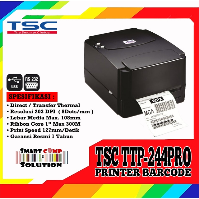 TSC TTP244pro - Printer Label Barcode Shoppe Pengiriman Online shop Resi Otomatis Ekpedisi