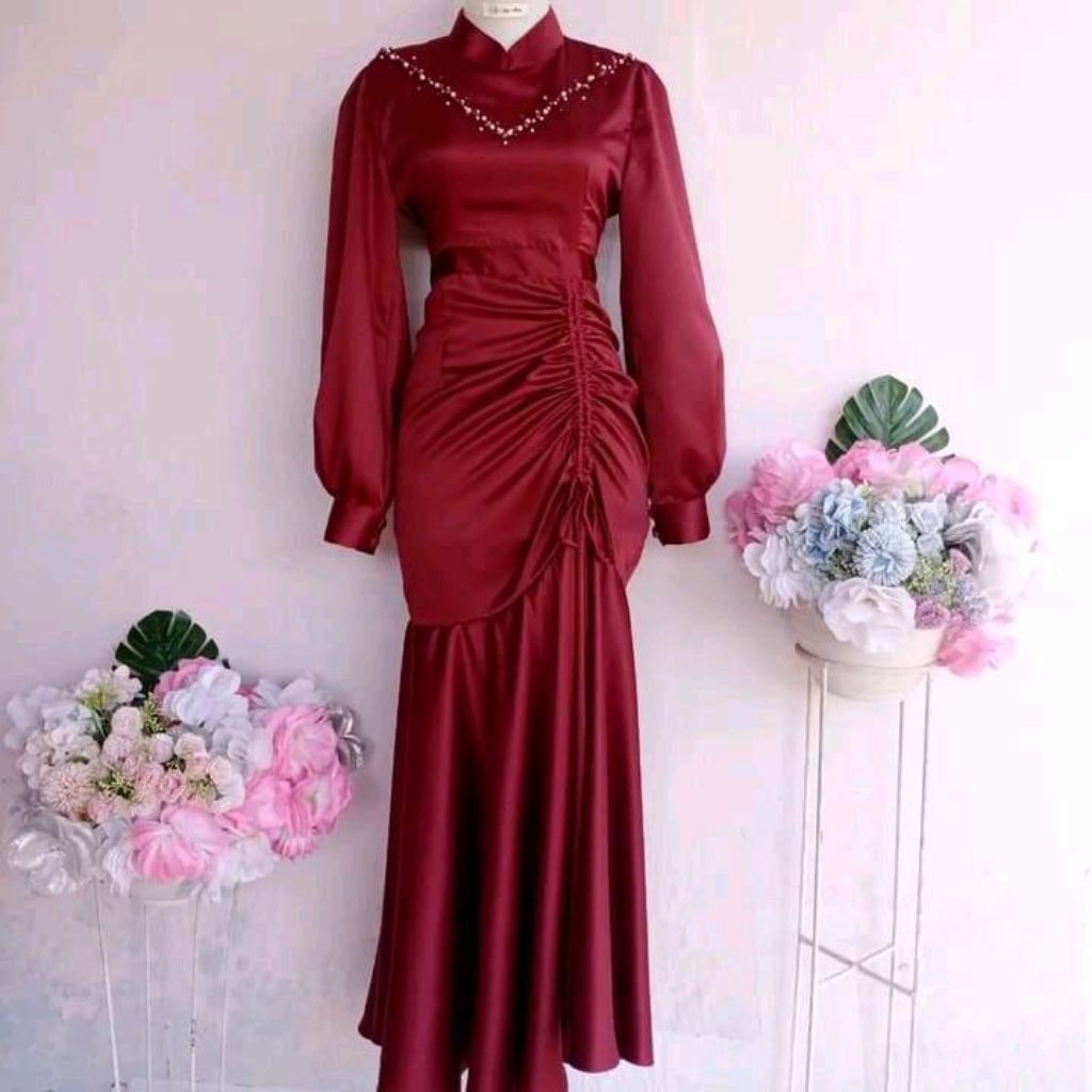 dress kondangan wanita ootd bridesmaids wisuda gaun lamaran dress elegan Pesta