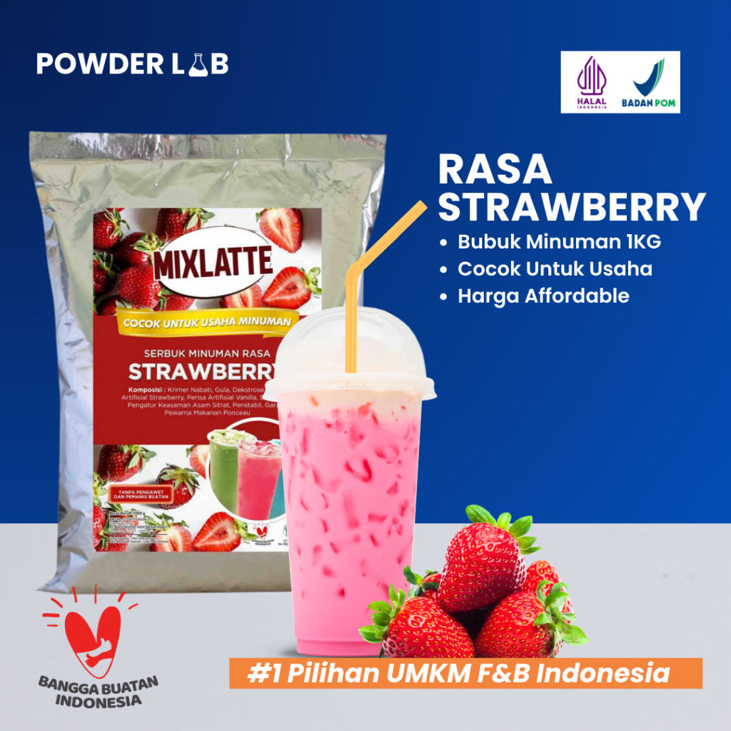 

Bubuk Minuman Mixlatte Rasa Strawberry 1 KG | Powder Drink Premium