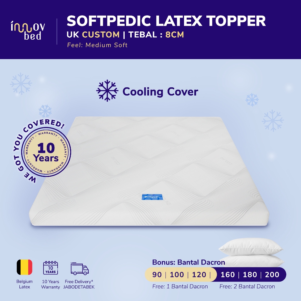 Innovbed Topper Kasur Softpedic Latex 8cm Medium Soft