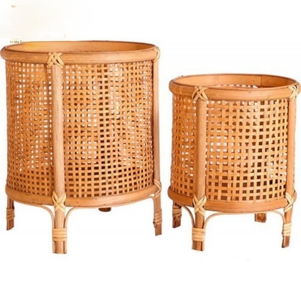 Standing pot tanaman anyaman rotan alami