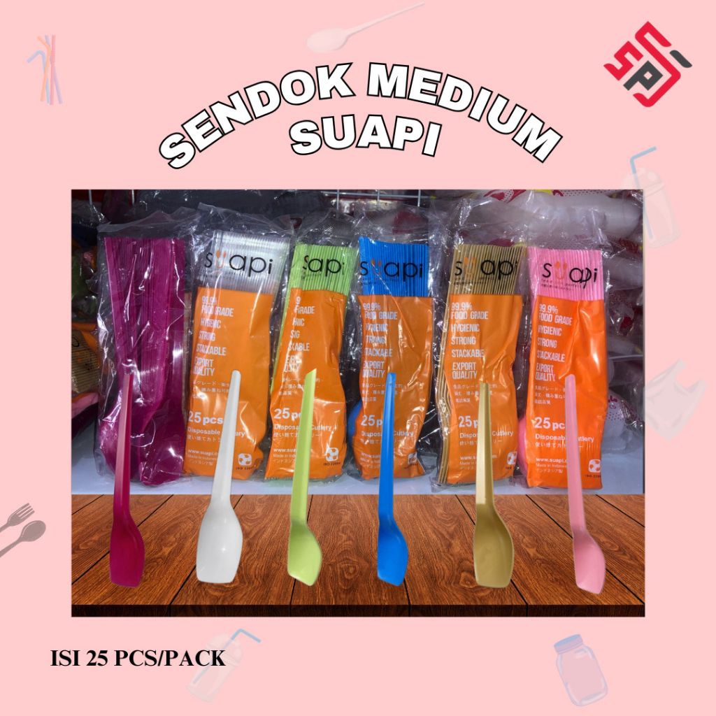 Semarak Plastik -  Sendok medium suapi warna/bening isi 25