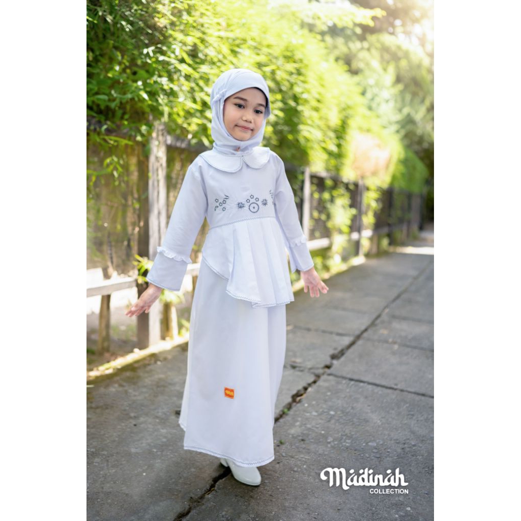 Baju gamis putih anak perempuan muslim putih manasik haji anak perempuan TK / MD