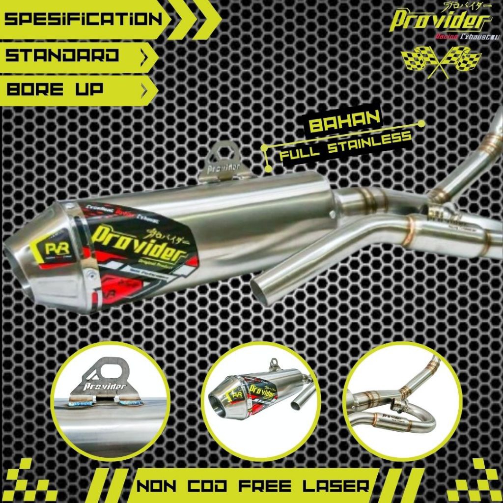 Knalpot Original Provider Standard dan Bore Up KLX 150/CRF150L/WR155/DTRACKER/MP/TIGER/VIAR CROSS/TR