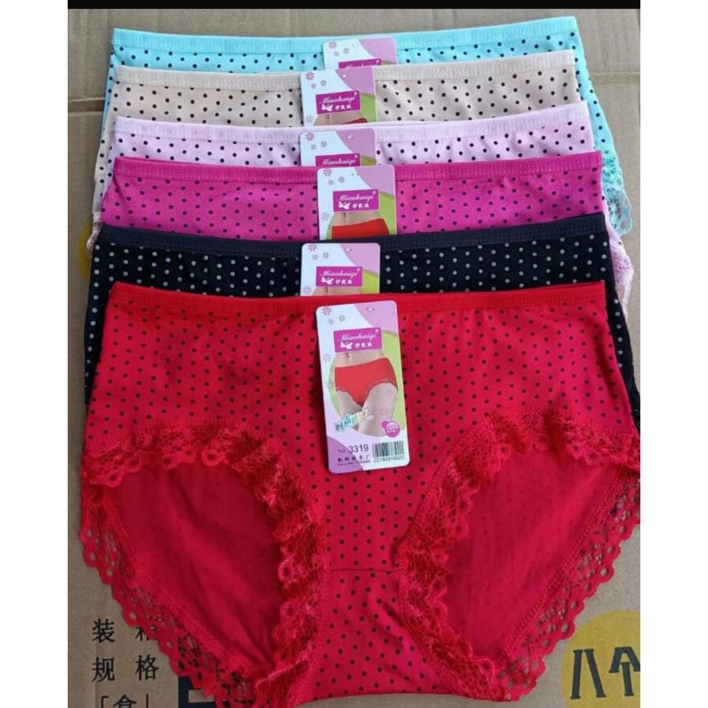 KIMMYTOPISTORE- Celana Dalam Wanita Motif Renda Bintik Pakaian Dalam Wanita Kualitas Premium 3319|cd