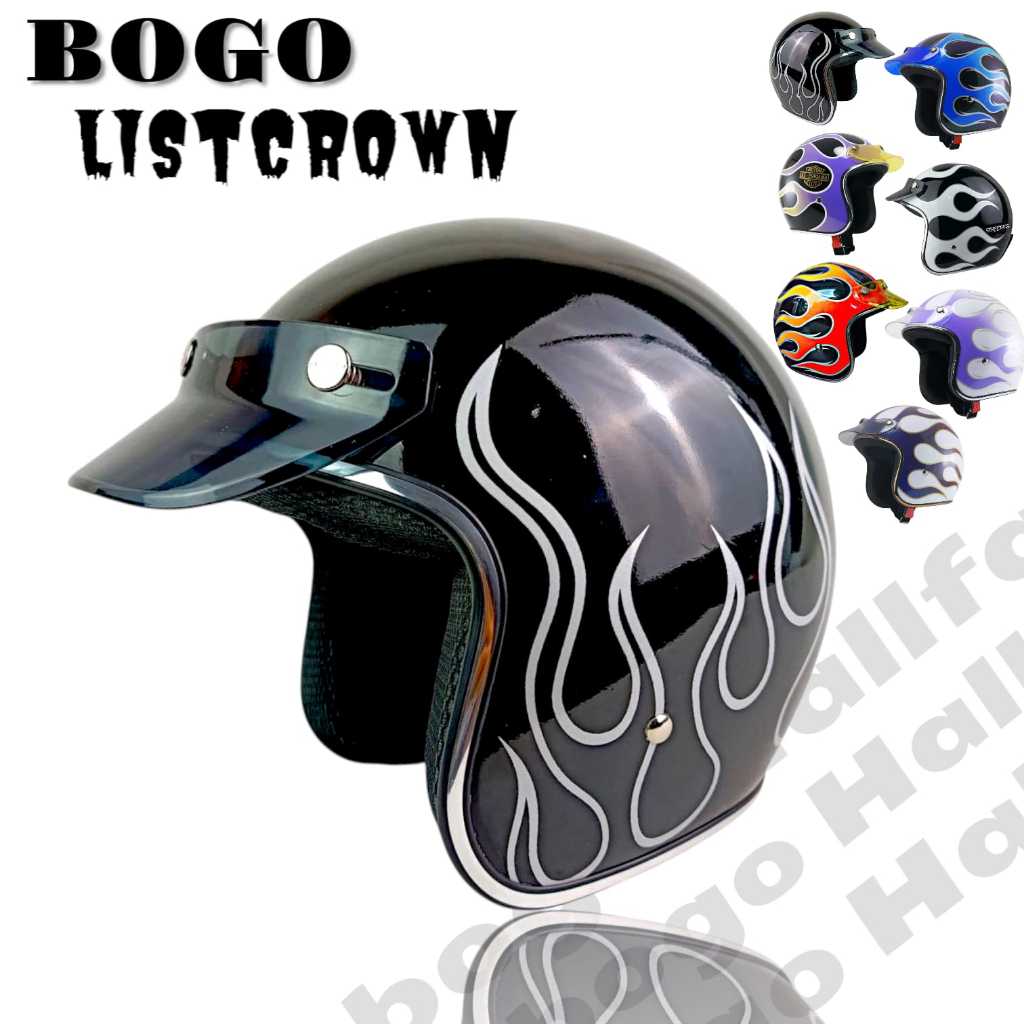 Helm Bogo Api List Chrome Hitam Api Silver |  Helm Chopeer SNI