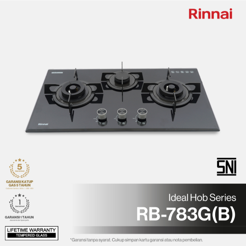 RINNAI Kompor Gas Tanam RB-783G (B) RB783GB 3 tungku RB-783GB