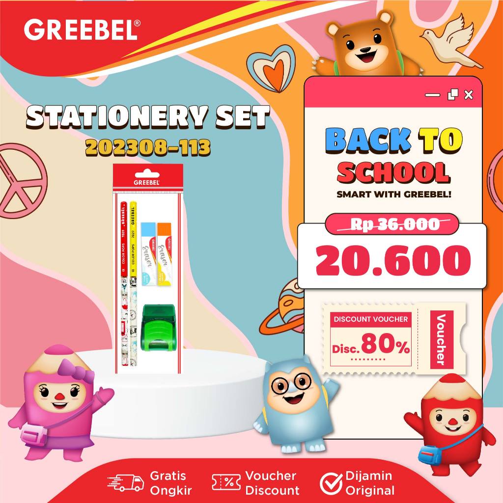 

GREEBEL Alat Tulis Set / Stationery Set 202308- 113 / Paket Alat Tulis / Hampers Ulang Tahun Kado Anak