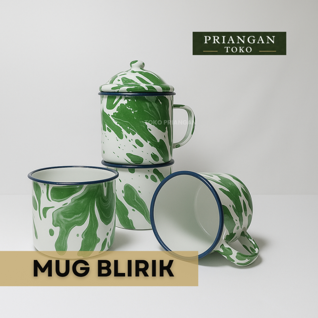 Mug Blirik / Cangkir Lurik / Cangkir Blirik Jadul RRT / Mug Enamel Jadul Estetik 7 8 10 cm