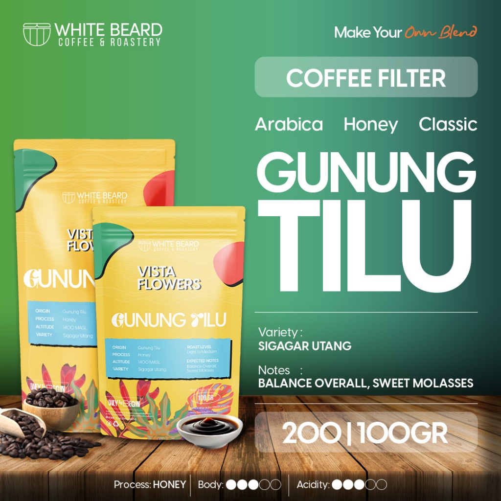 

Whitebeard - Filter Specialty Gunung Tilu Honey Biji Kopi Bubuk Single Origin V60 100 gr 200 gr