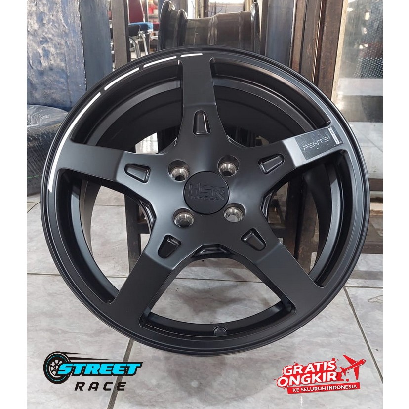 Velg Model Palang 5 Warna Hitam HSR Pente R15 velg mobil Yaris Mobilio Ayla