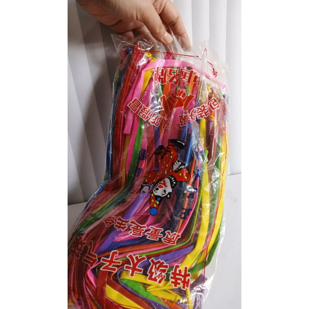 balon pentil panjang warna warni isi 100