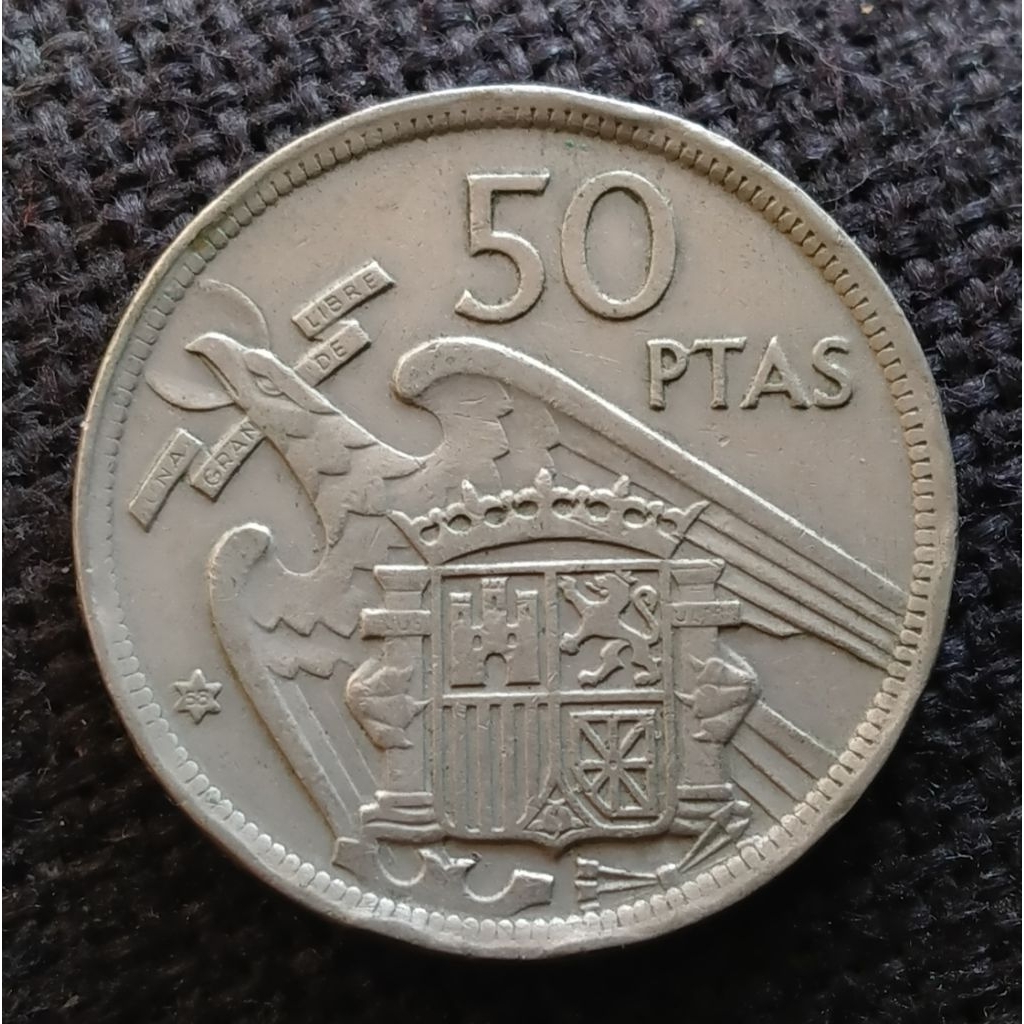Koin Kuno Spanyol 50 Pesetas tahun 1957 Francisco Franco | Koin Asing Mancanegara