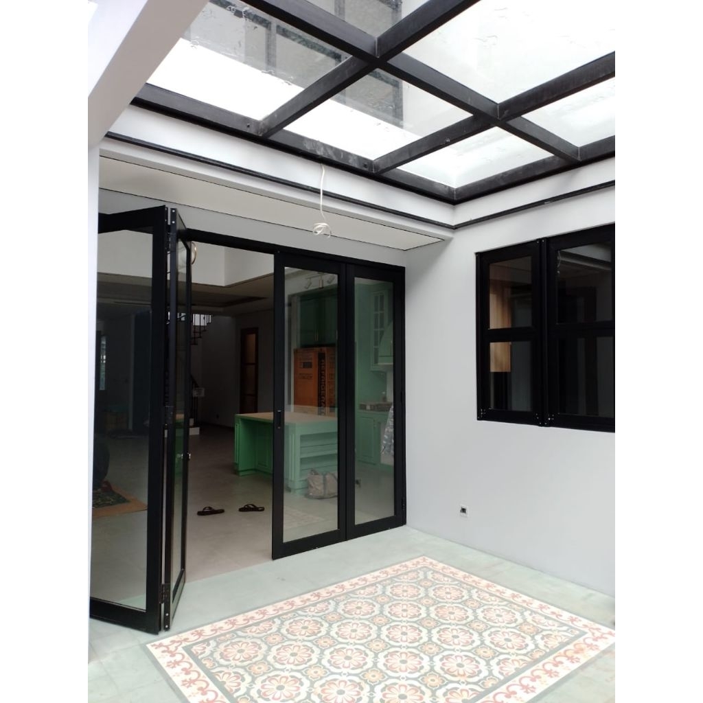 pemasangan pintu lipat aluminium, pintu kaca, kusen aluminium