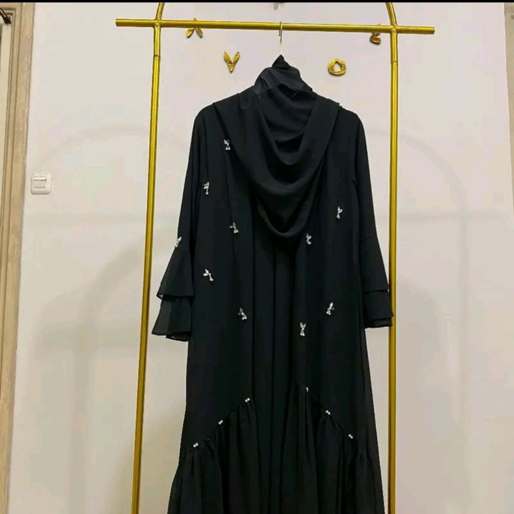 Gamis Lebaran Abaya Zaina Set Hijab / Gamis Abaya Set Hijab