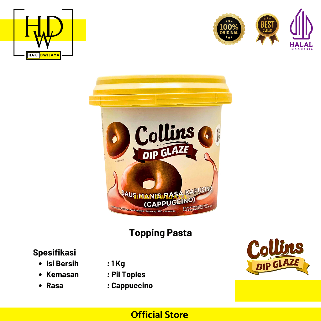 

[1kg] Collins Dip Glaze Topping, Dipping, Decoration, & Filling Rasa Cappuccino