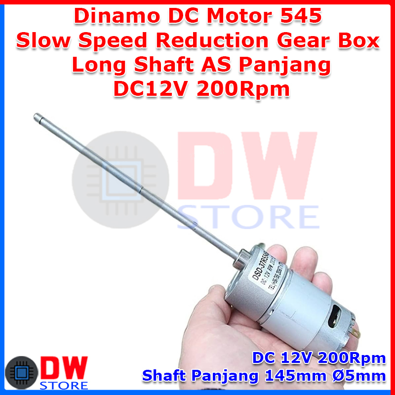 Dinamo DC Motor RS-545 RS545 545 Slow Speed Reduction Gearbox Gear Box  Long Shaft AS Panjang DC 12V