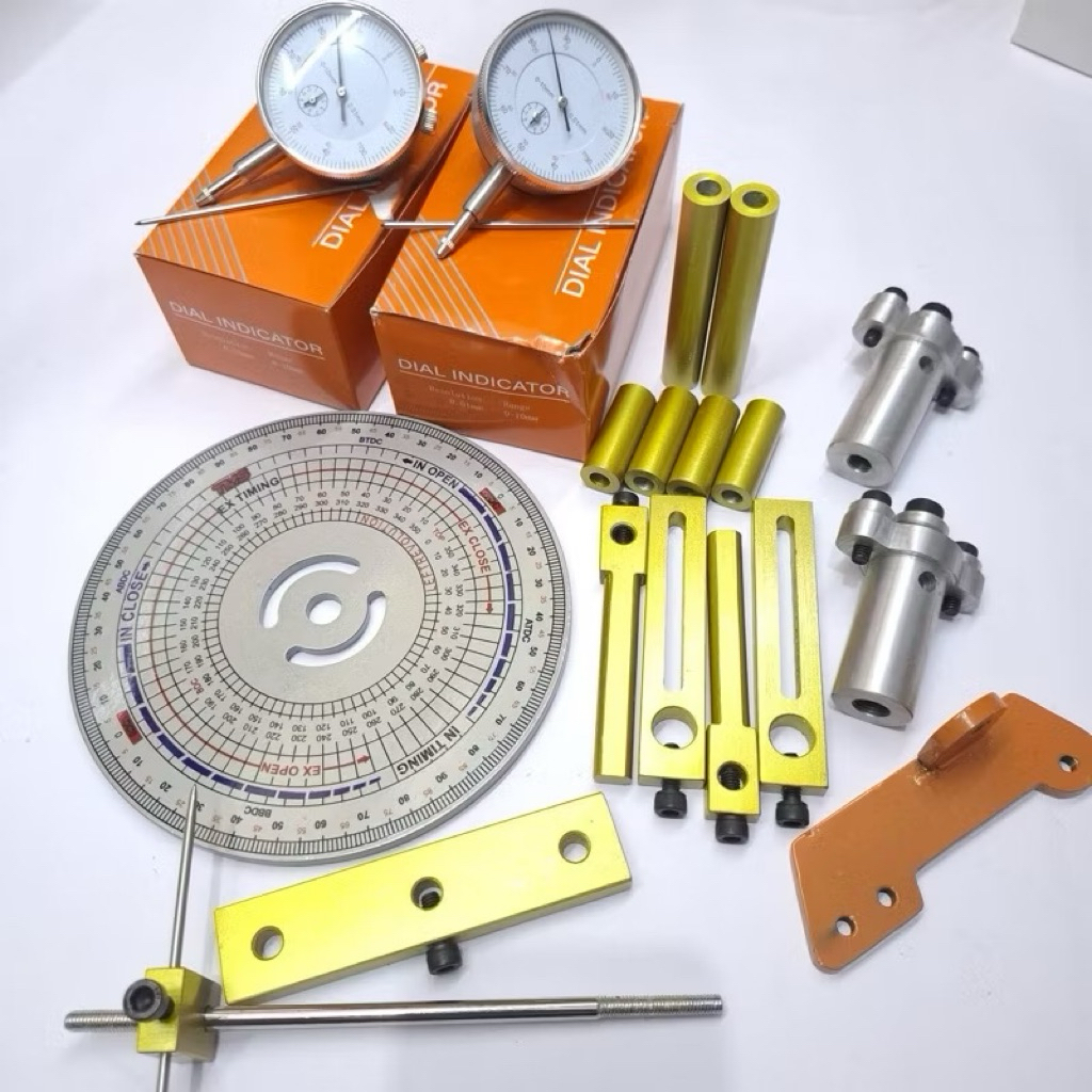 

Busur Derajat Dial Set Beserta Buret Paket Lengkap Stand Dial Universal Semua Motor Flexible Degree Wheel