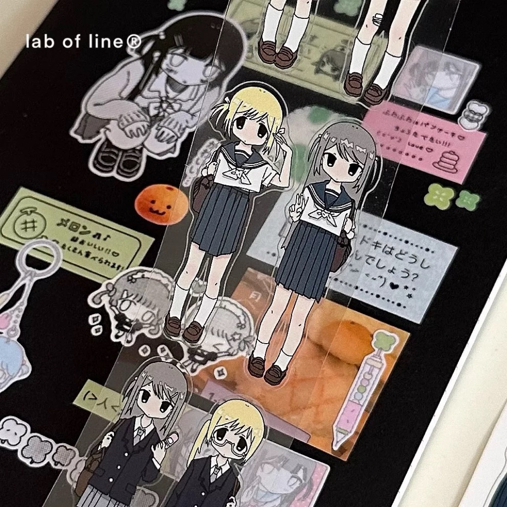 

sticker roll ecer 34cm anime school girl japan vibes PET transparant dekorasi journal readystock B2515