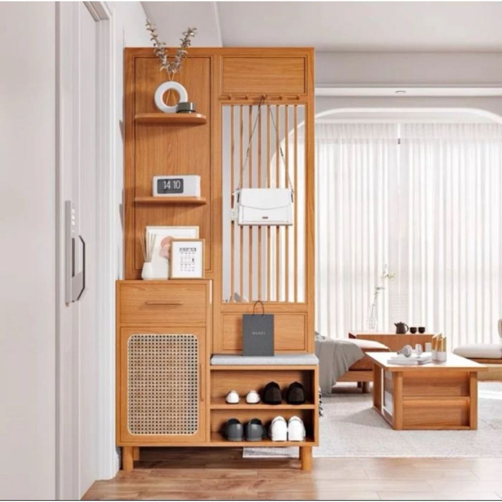 partisi kayu jati rotan penyekat ruangan kayu jati