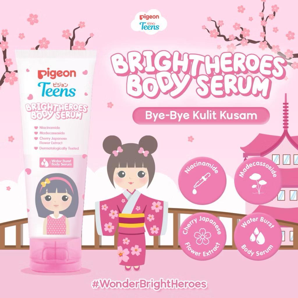 Pigeon Teens Whitening Bright Heroes Body Serum 100ml |  Hand Body Lotion Remaja Pencerah Pemutih Un