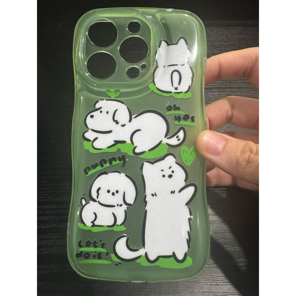 Preloved Case Iphone 13 Pro Lucu Cute Doggy Anjing Green Hijau