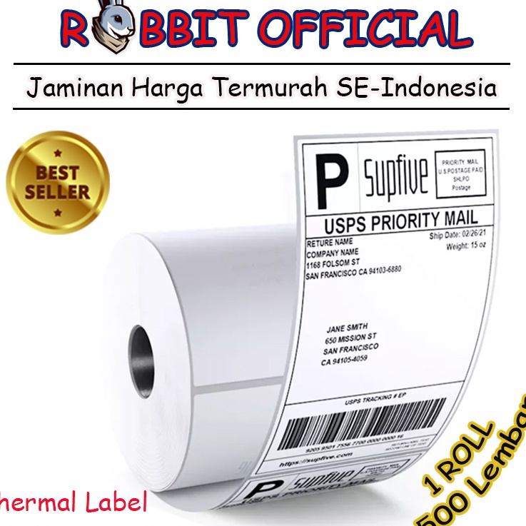 

LABEL THERMAL 1 X 1 KERTAS STICKER BARCODE 1x1 mm Isi 5 Pcs