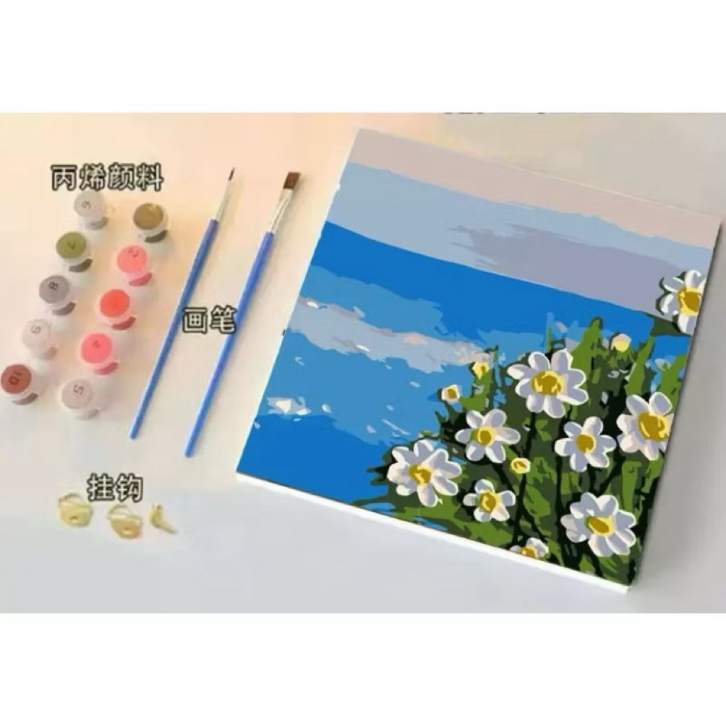 

Poney Paint by number kit 20x20cm Diy painting kit Kanvas painting with frame siap lukis