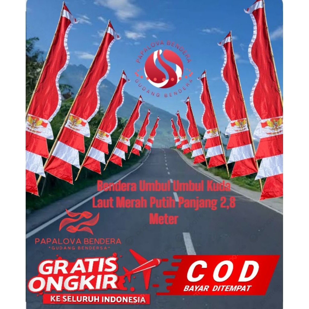 Bendera Umbul Umbul Kuda Laut Merah Putih 2,8 Meter
