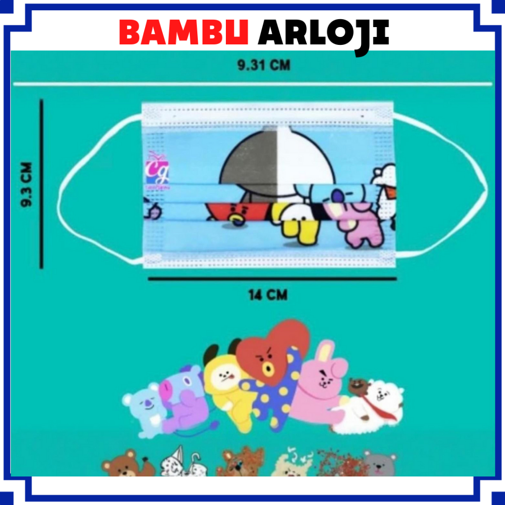 BAJ Masker Anak Model Hijab karakter MODEL Earloop Headloop 3 ply isi 10pcs MK003