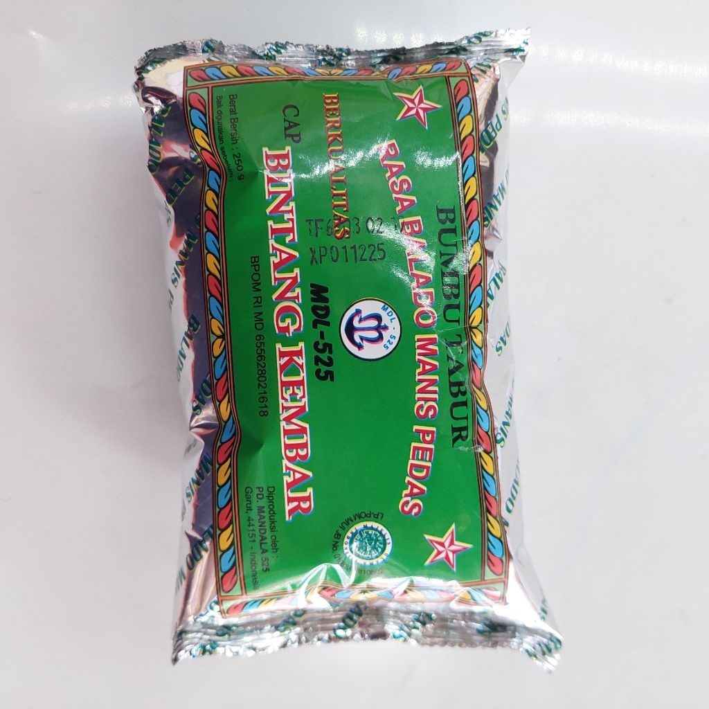 

BUMBU TABUR INSTAN/ BUMBU MASAK CAP BINTANG KEMBAR/RASA BALADO MANIS PEDAS 250g