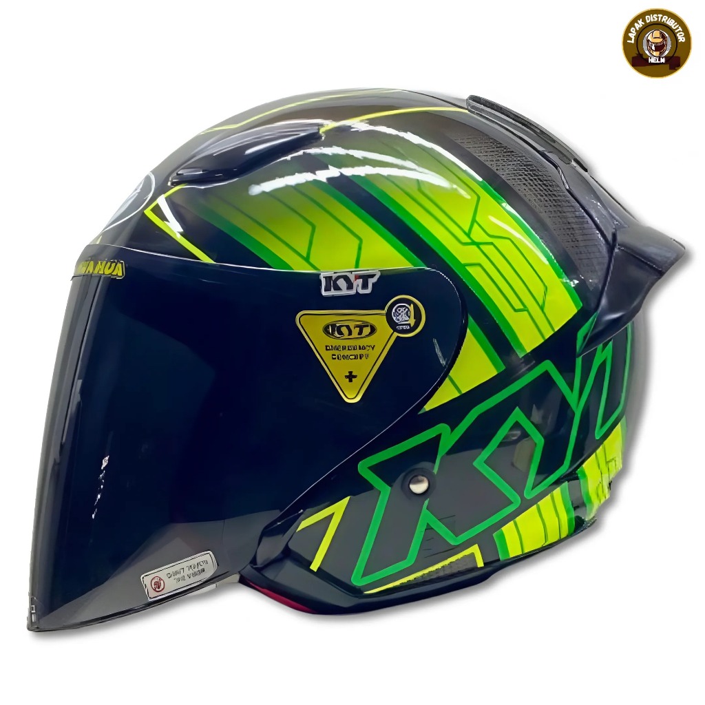 KYT DJ MARU #14 Green Helm Half Face Original Helm Dewasa Cowok & Cewek