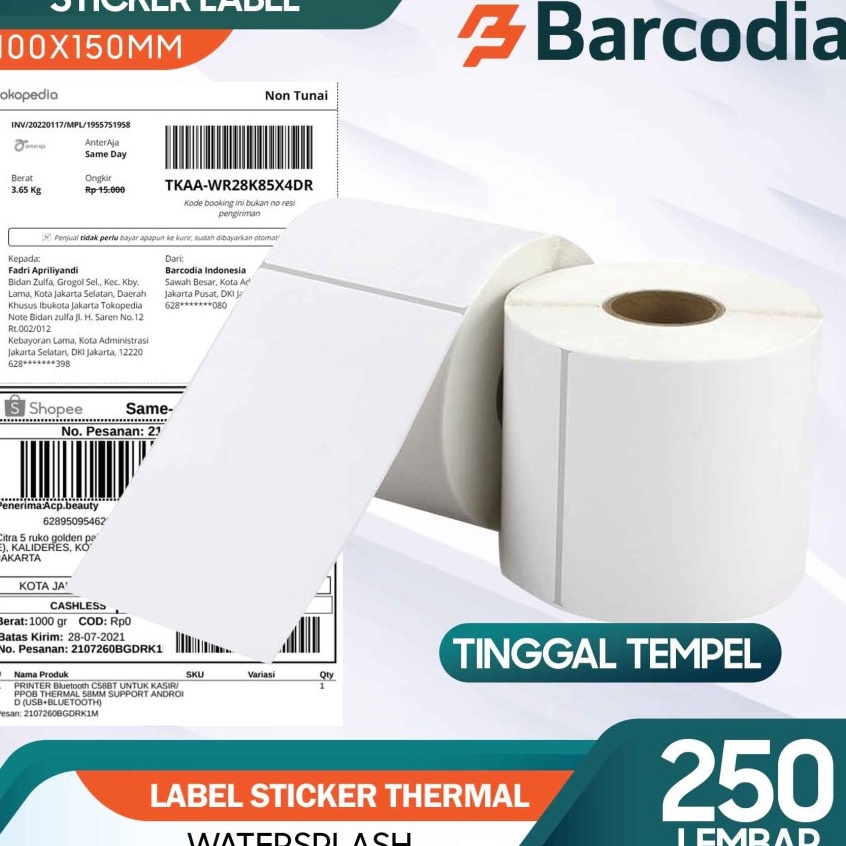 

Hot Sale BARCODIA Kertas Resi Label A6 Thermal Barcode 1x15 Roll