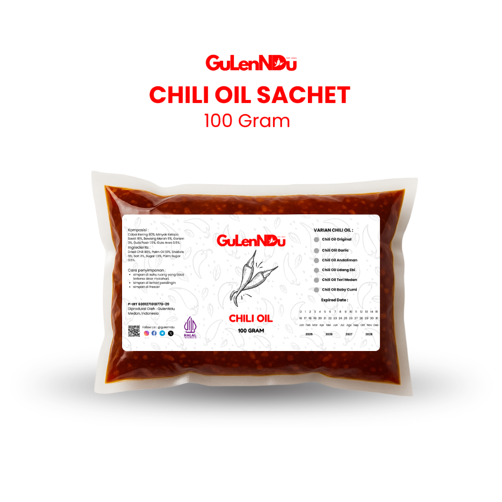 

Chili Oil 100Gram Halal Pedas Kemasan Sachet Refill Sambal Serbaguna Bisa Instan COD