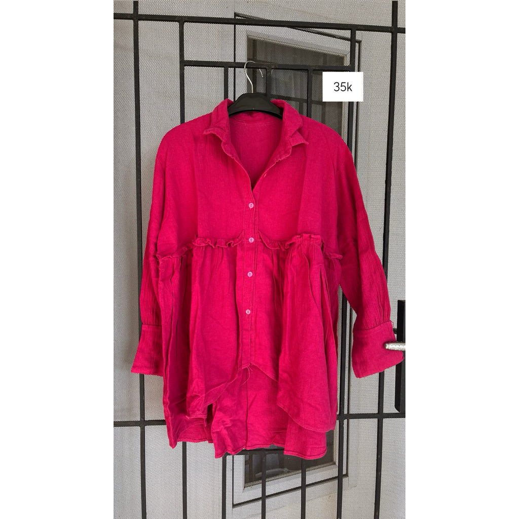 (Preloved) Kemeja/Blouse Wanita warna Fuschia