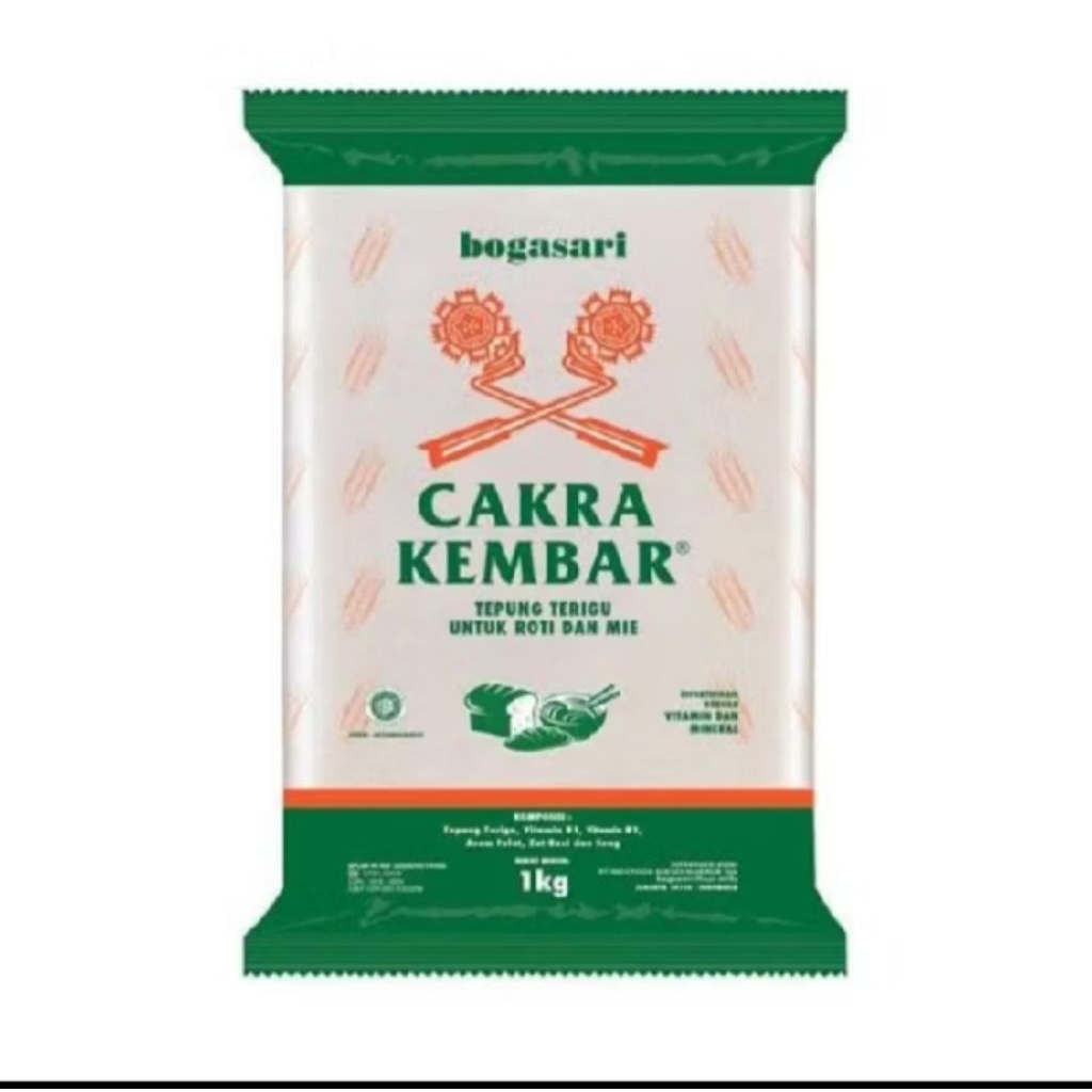 

Tepung terigu Cakra kembar 1kg