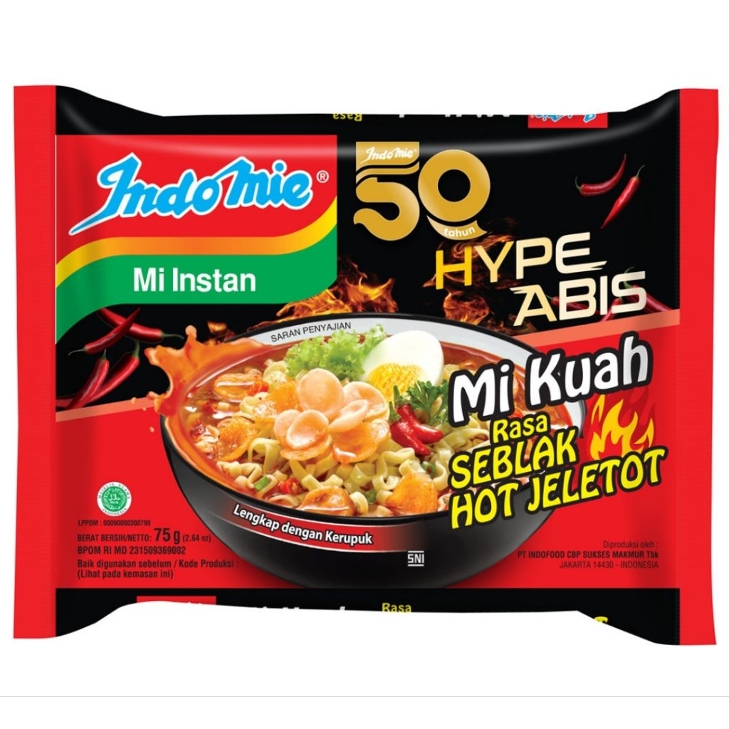 

Indomie Hype Abis Mie Instan Kuah Rasa Seblak Hot Jeletot isi 75 Gram