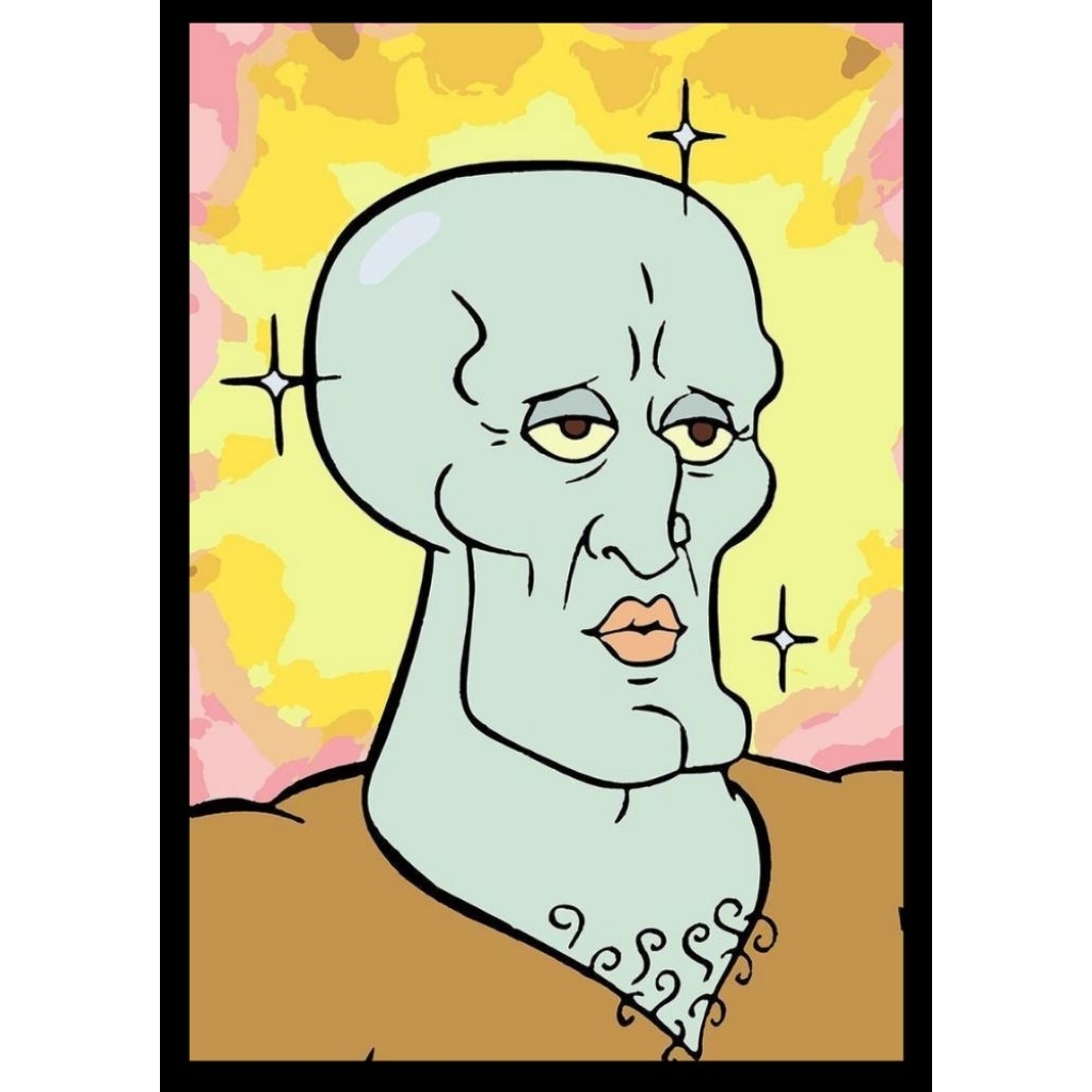 

sticker Squidward ganteng ukuran (14,8 x 21cm) dan (21 x29,7cm)