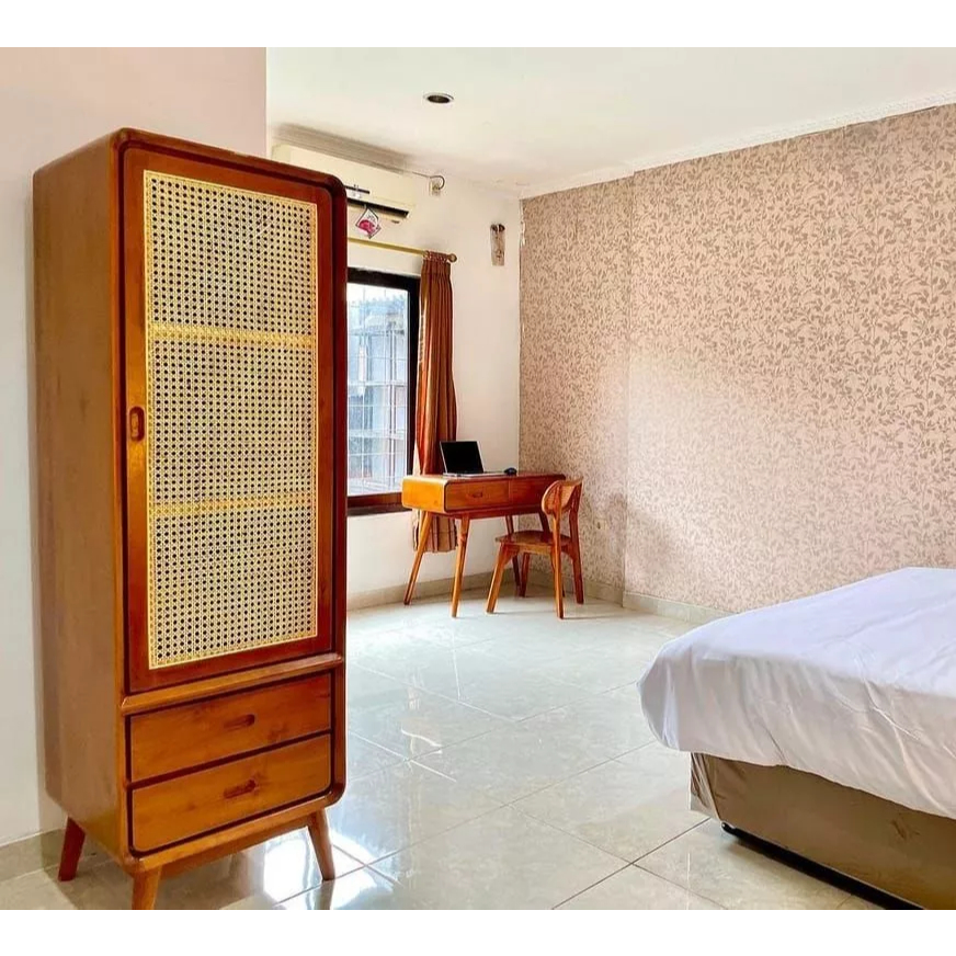 Lemari Retro Rotan Lemari Jati Pintu Rotan Lemari Minimalis Kayu Jati Lemari Retro Jati