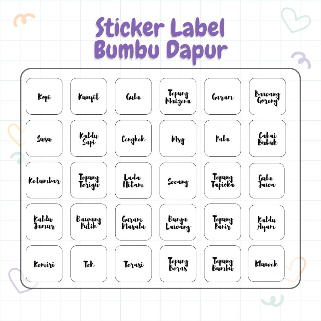 diracustom ready stock sticker label bumbu dapur transparan / sticker kitchen label bumbu dapur anti